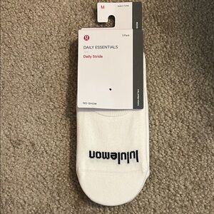 lululemon athletica Daily Essentials White No-Show Socks 3 pairs Medium